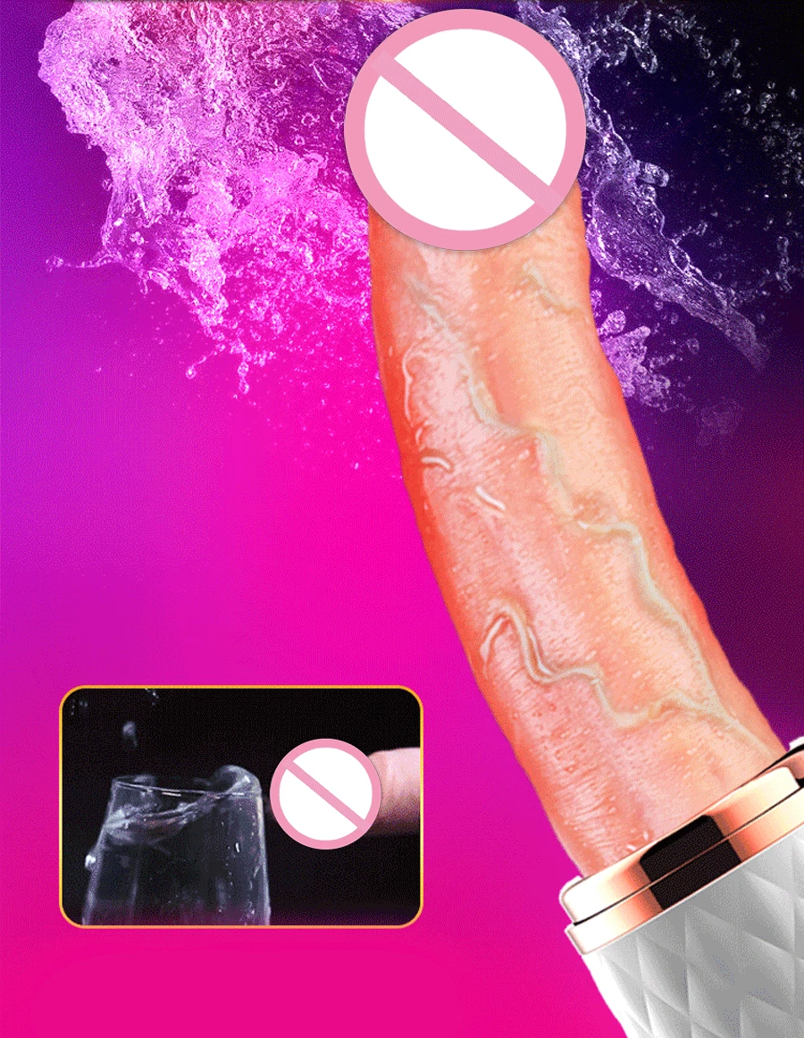 Автоматический подогреваемый Телескопический фаллоимитатор вибраторы