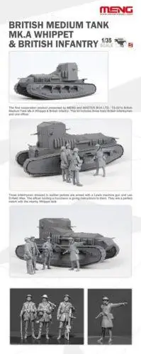 Meng TS 021s модель 1/35 Британский средний танк Mk.A Whippet и британская пехота|Наборы для
