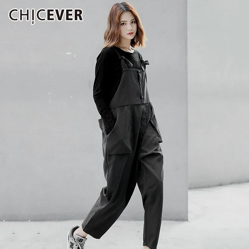 CHICEVER/2019 весенне-осенние женские комбинезоны без рукавов свободные брюки до