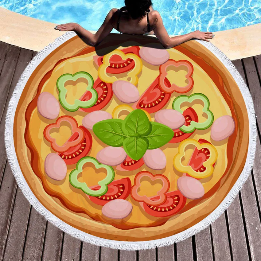 Pizza Round Summer Beach Towel Yoga Mat Home Blanket Seaside Bath Wall Tapestry Women Bikini Cover Up Toalla Decor | Дом и сад