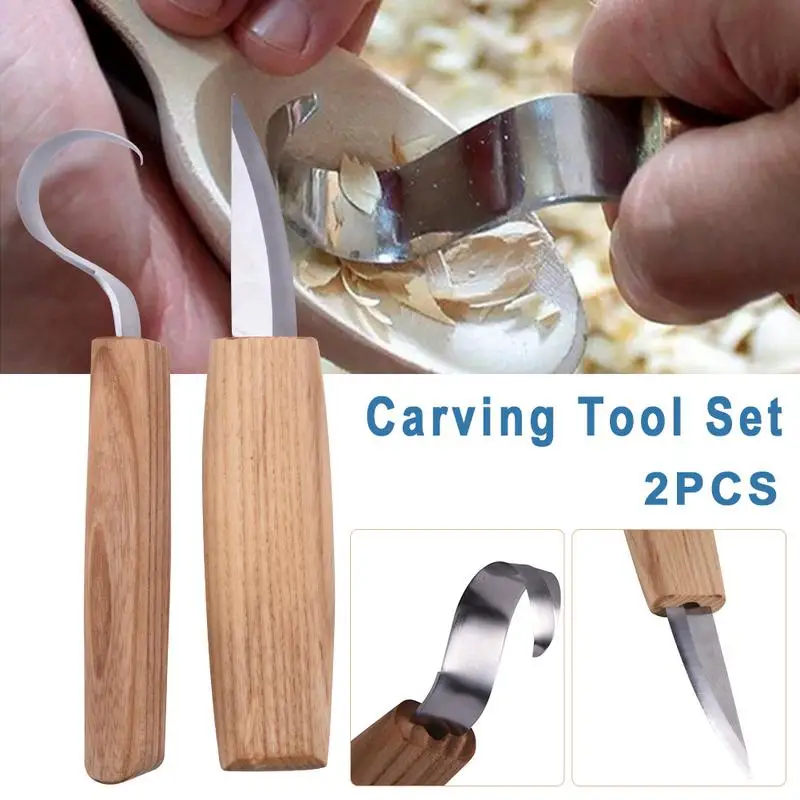 

2PCS/Pack High Manganese Steel Peeling Cutter Curved Cutter Carving Tool Set