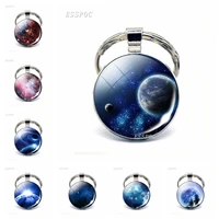 solar system planet universe pendant silvercolour metal keychain keyring key holder nebula jewelry creative gift