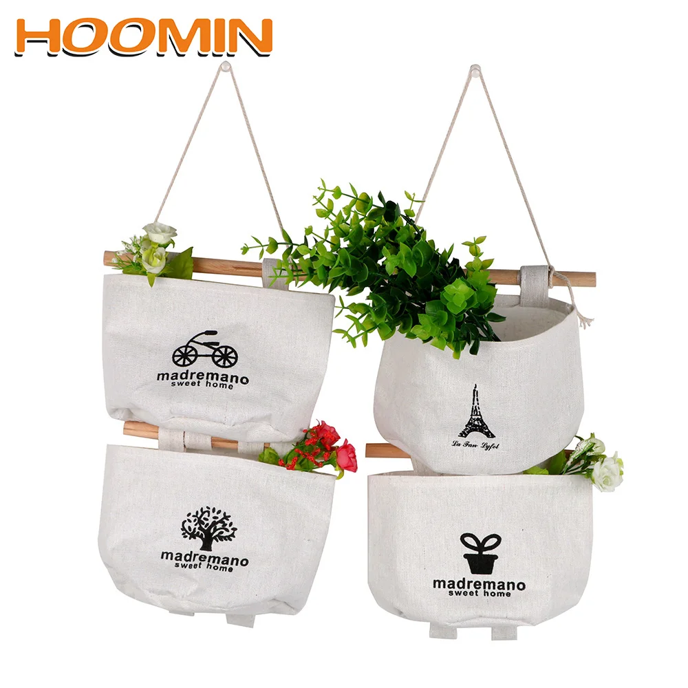 HOOMIN хлопковая и льняная Косметическая корзина для хранения водонепроницаемая