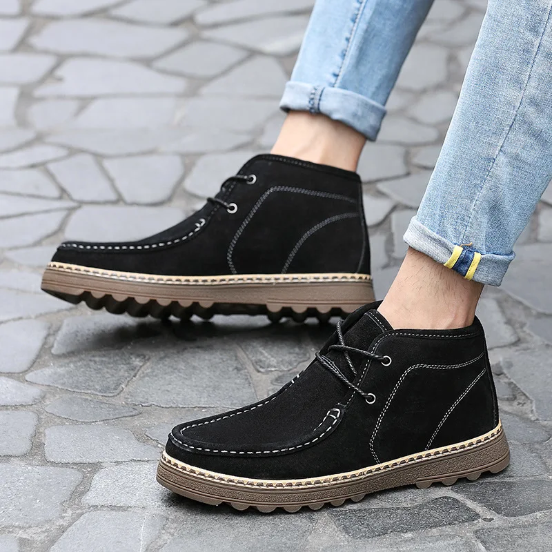 Boots Male Increase Down Will Wharf Layer Skin Man Cotton-padded Shoes Short England High Help Tide | Обувь