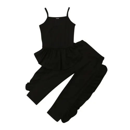 

Kids Baby Girls Sleeveless Strap Tops Ruffles Pants Leggings Outfit Clothes 2pcs