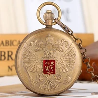 double headed eagle coat of arms russian national emblem badge pure copper tourbillon mechanical pocket watch art collectibles