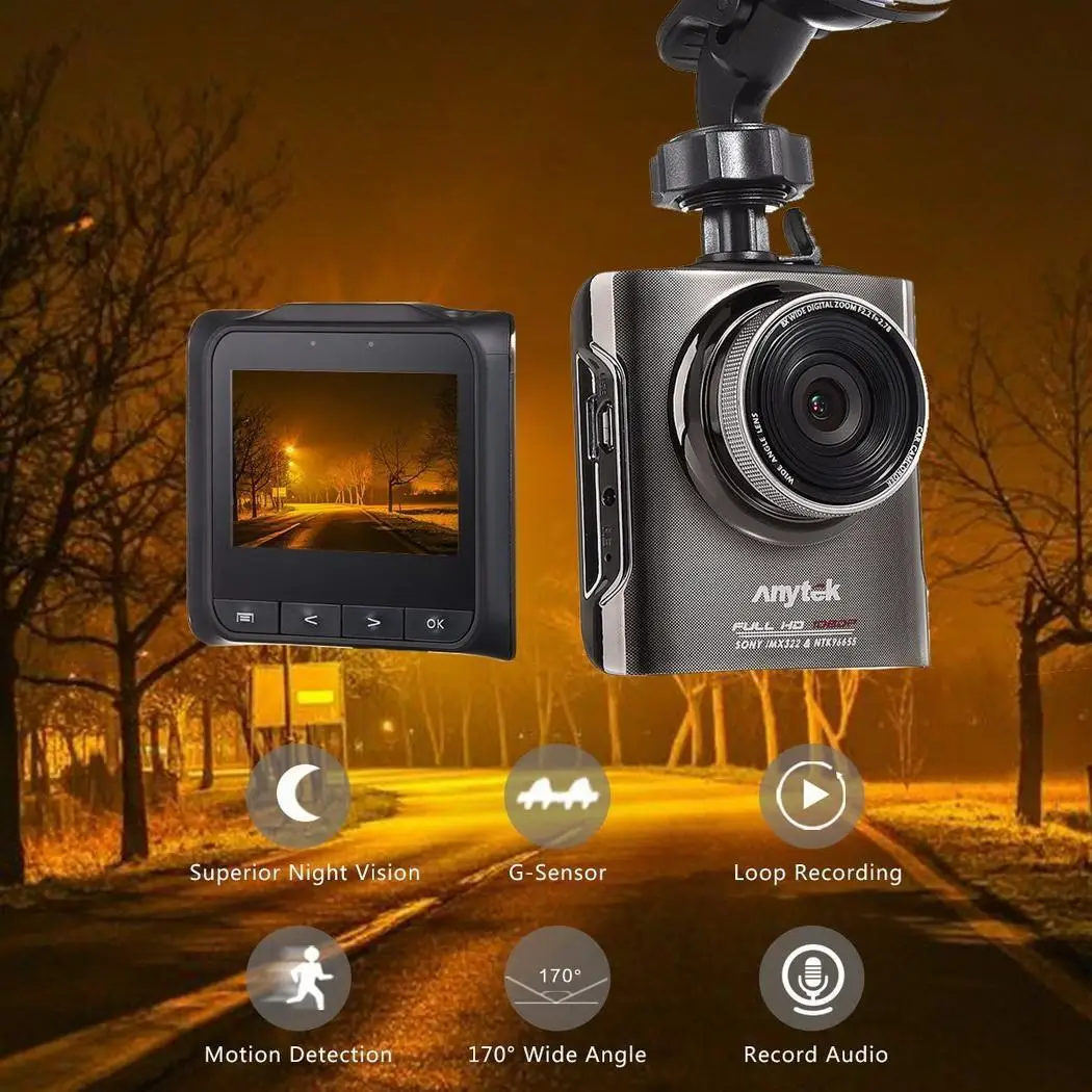 Anytek A3 2 4 ''Full HD 1080P Автомобильный видеорегистратор Камера g сенсор ночного