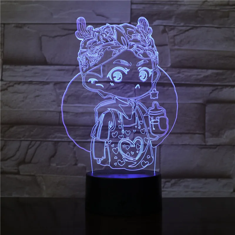 

New Cartoon Cute Girl Design shape 7 Color Change 3D LED Night Light Lovely Girl Kids Desk Lamp Birthday Gift 2496