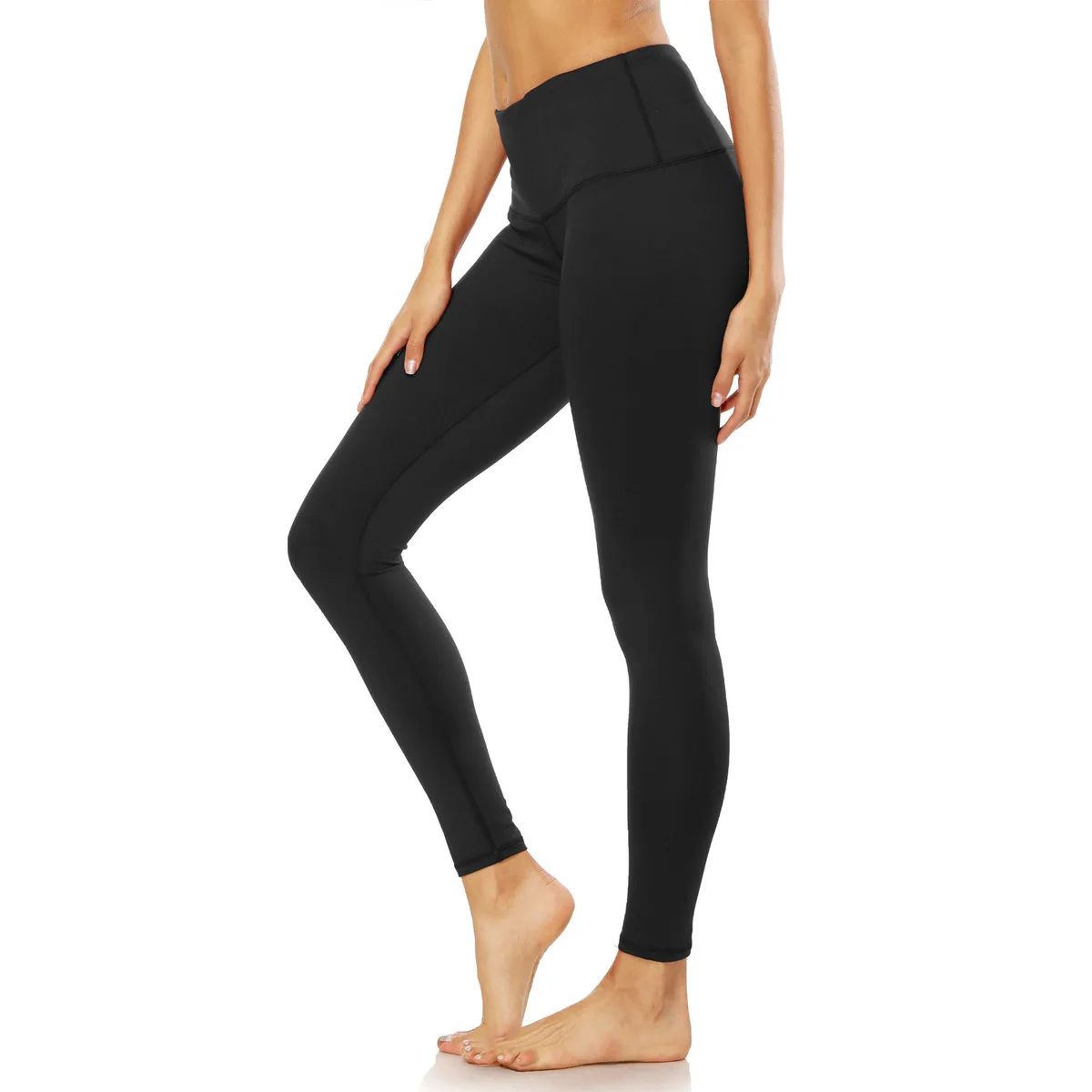 Women Solid High Waist Elastic Yoga Leggings Squat Proof Yoga Pants With Hidden Pocket Sports Tights Moisture Wicking Gym Pants