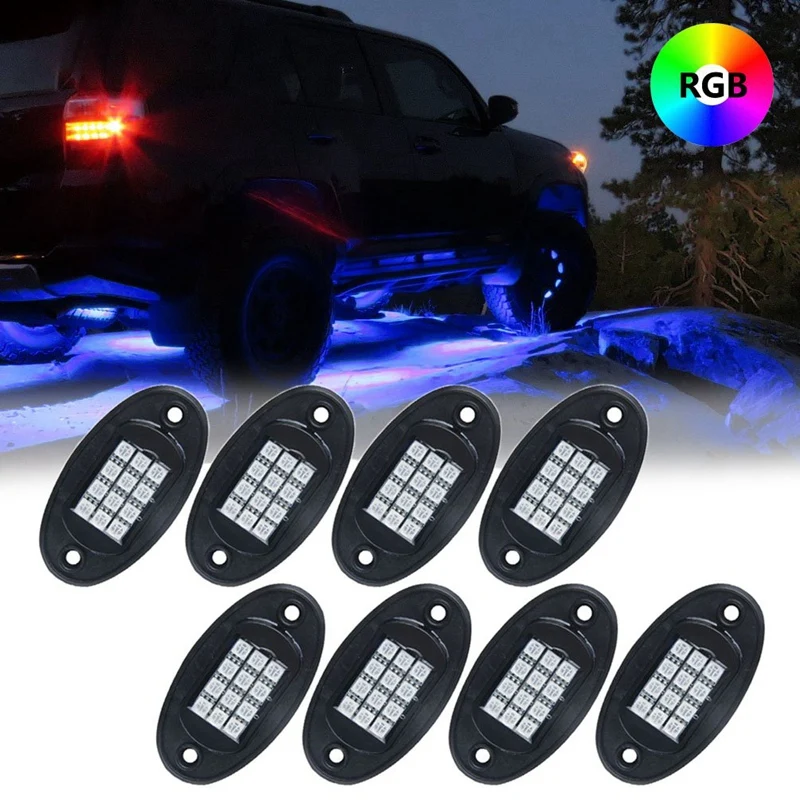 8 шт. Rgb Led Rock Light многоцветный неоновый светодиодный свет комплект с Bluetooth