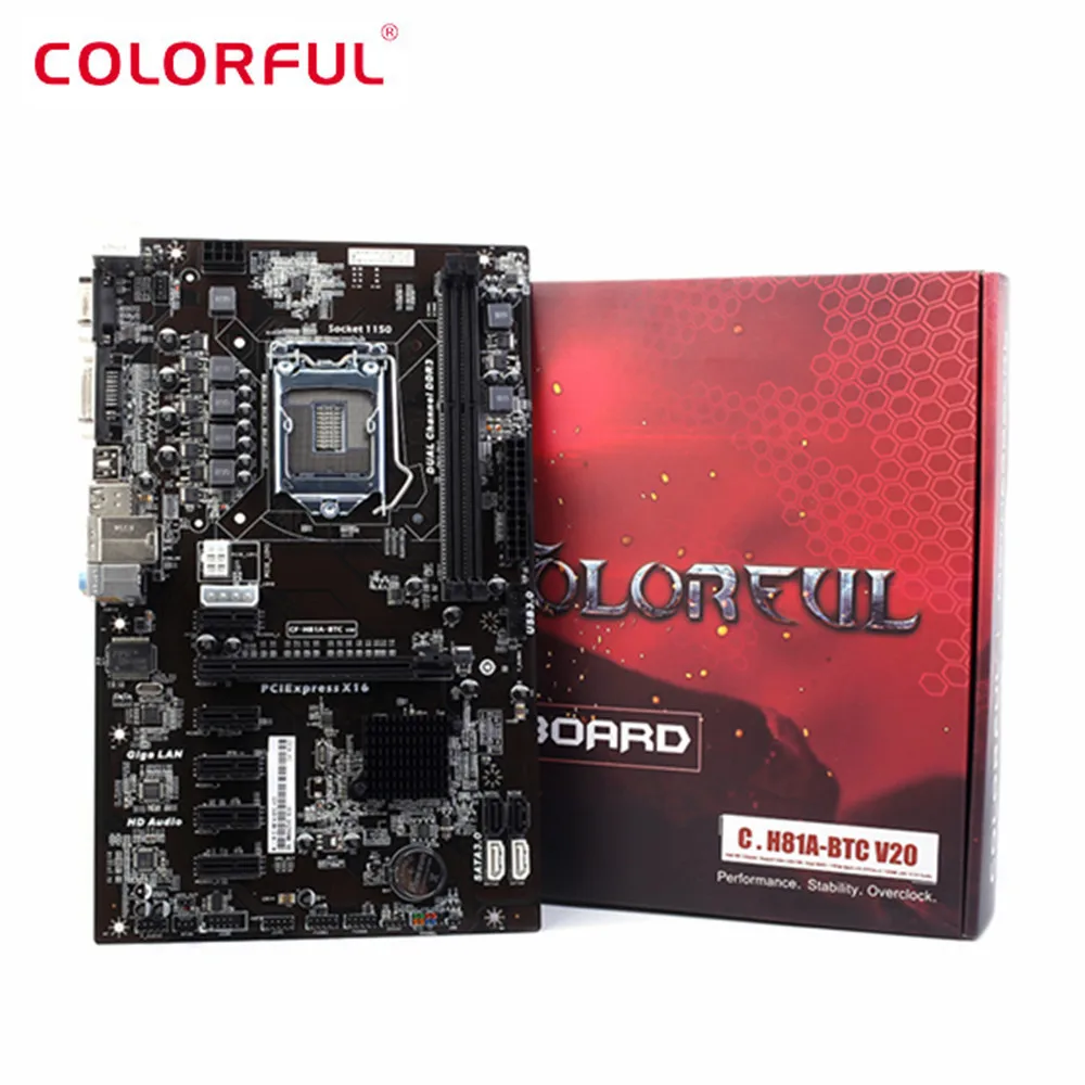 Красочные C. H81A BTC V20 Intel материнская плата по стандарту ATX двухканальные DDR3 SATA3.0 USB3.0