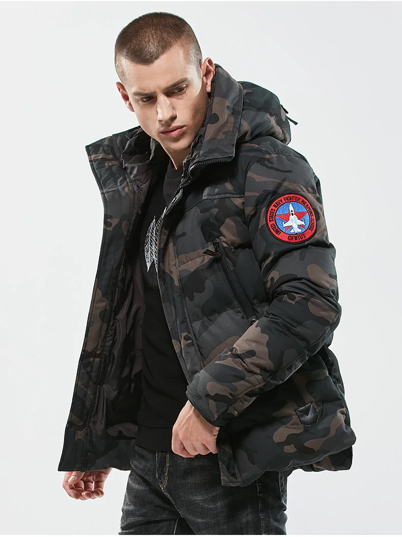 2018 мужская хлопковая зимняя куртка камуфляжная Зеленая Мужская парка теплая