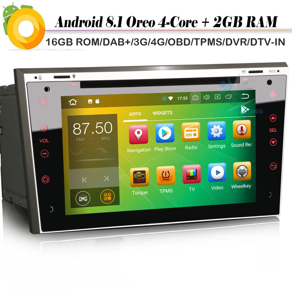 2 din DAB + четырехъядерный Android 8 1 Авторадио GPS CD OBD NAVI WiFi 4G DVT IN автомобильный