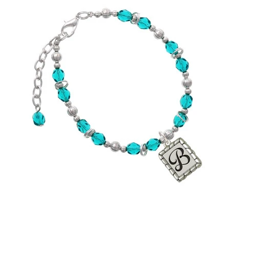 Браслет с бусинами Silvertone Pebble Border Initial-B |