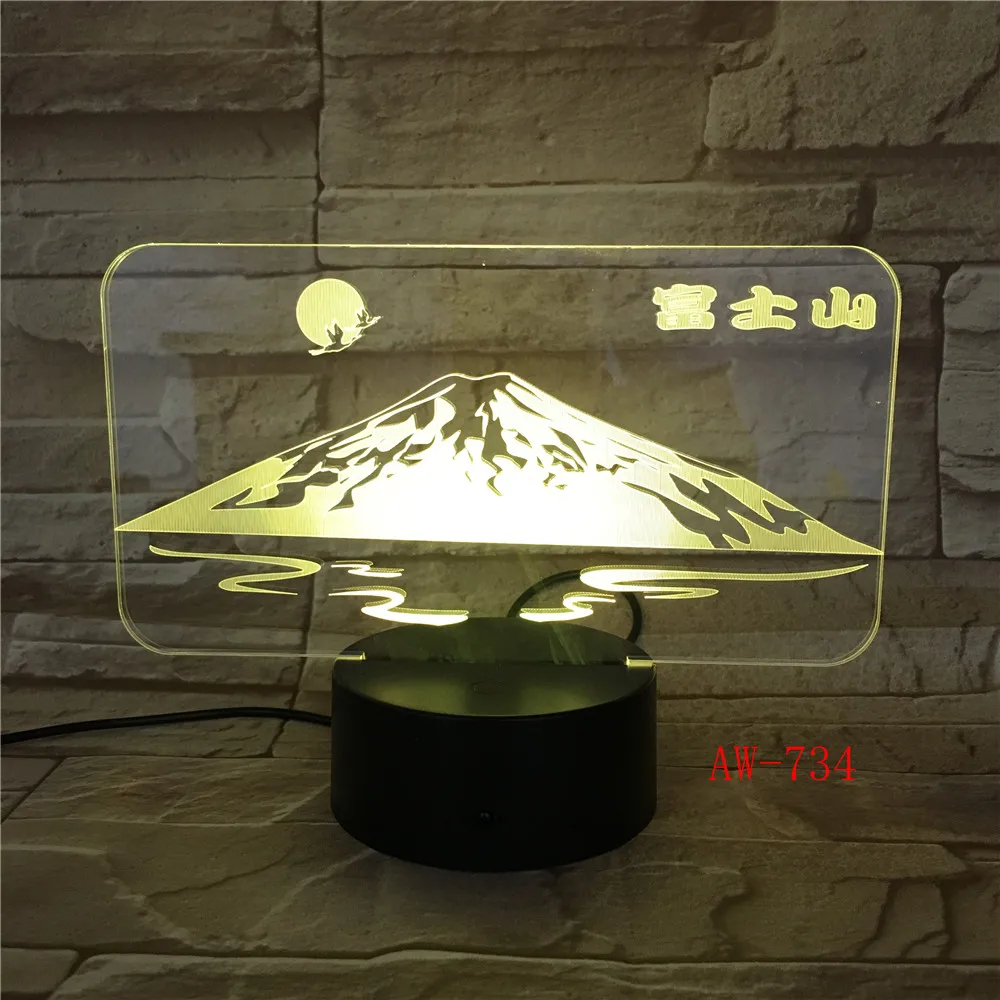 Japan's Mount Fuji Shape 3D Lamp Sun Colorful LED Night Light Snow Mountain Desk Table USB Decorative AW-734 | Лампы и освещение