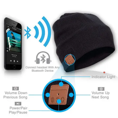 Шапка бини зимняя Беспроводная с поддержкой Bluetooth 4 2|Шляпы для вечеринок| |