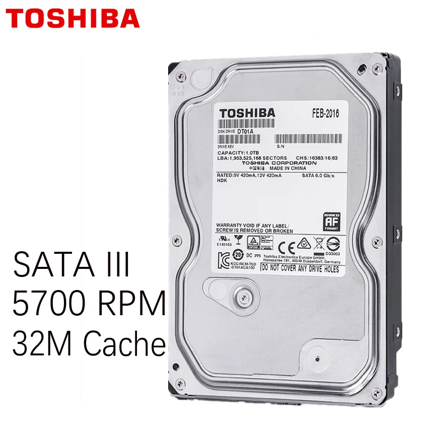 TOSHIBA 1 ТБ жесткий диск видеонаблюдения DVR NVR CCTV монитор HDD HD Внутренний SATA III 6 ГБ/сек.