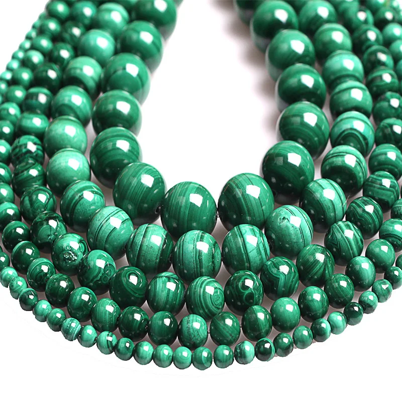 100% natural semi precious beads Green Malachite Stone Gem Round Losse Beads Diy For Jewelry Making 4 6 8 10 12mm Wholesale | Украшения и