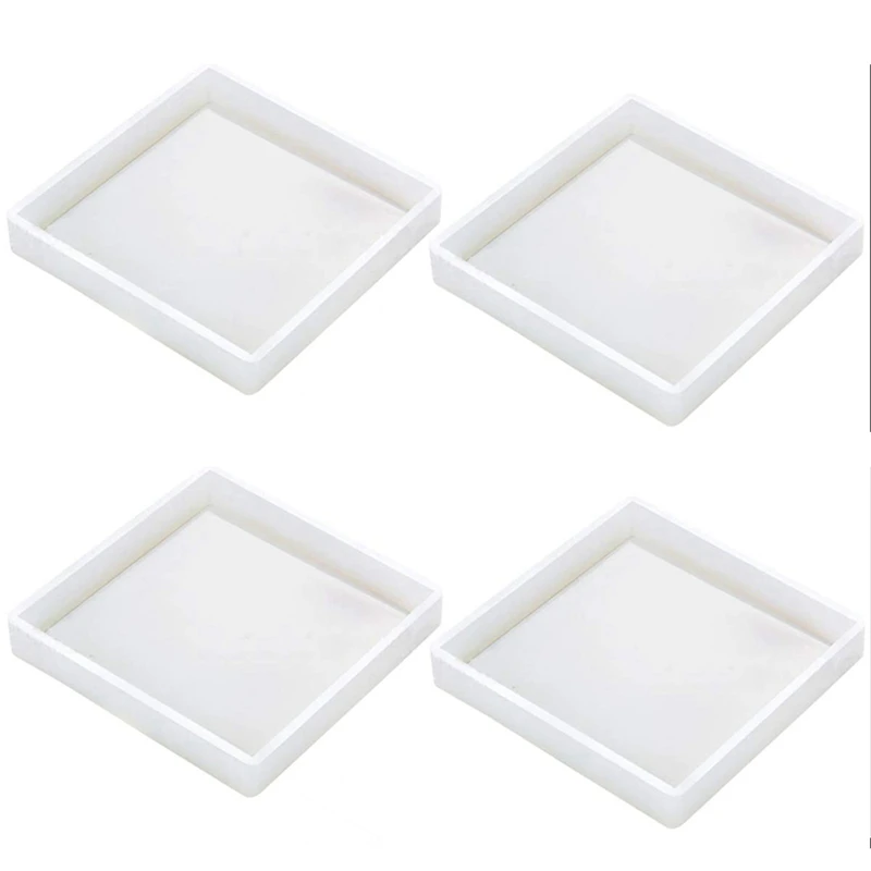 Silicone Coaster Molds Resin Mold Clear Epoxy For Casting With Concrete Cement And Polymer Clay (4 Pac | Дом и сад
