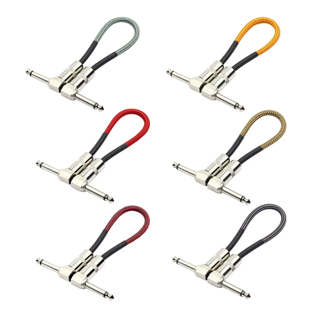 6 Colors/ Pack Guitar Effect Pedal Cable Instrument Patch Cord 1/4 Inch 6.35mm Silver Right Angle TS Plugs 30cm/ 1ft Long | Спорт и