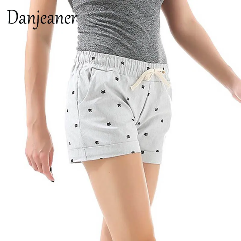 

Шорты DANJEANER женские с эластичным поясом, домашние повседневные облегающие хлопковые с принтом кошек, летние шорты яркого цвета