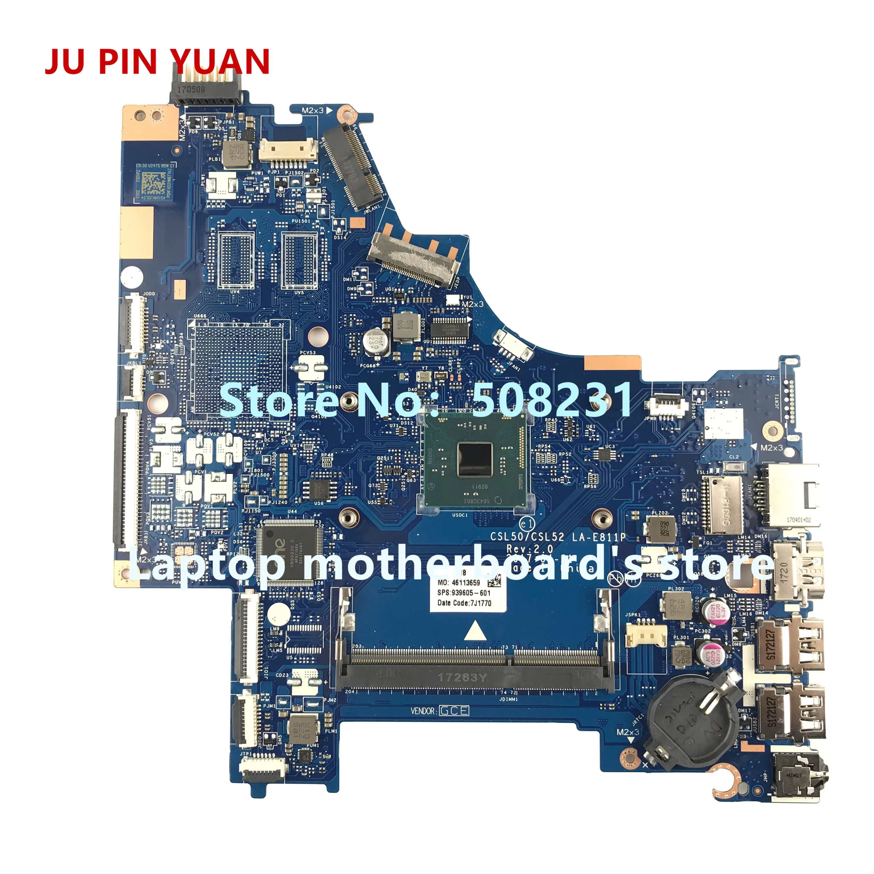 Материнская плата JU PIN YUAN 939605 601 CSL50/CSL52 материнская для ноутбуков HP 15 BS с CelN306