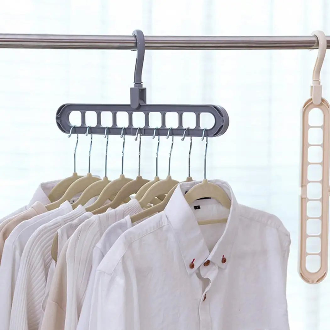 Многопортовая поддержка круглая вешалка Multifunction Clothes Hook Wardrobe серый бежевый