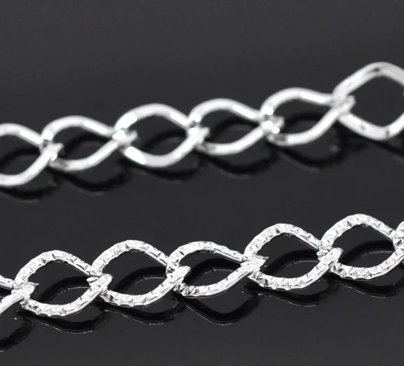 

Lovely 10M SP Textured Link-Opened Curb Chain Findings 9x7mm (B13522)
