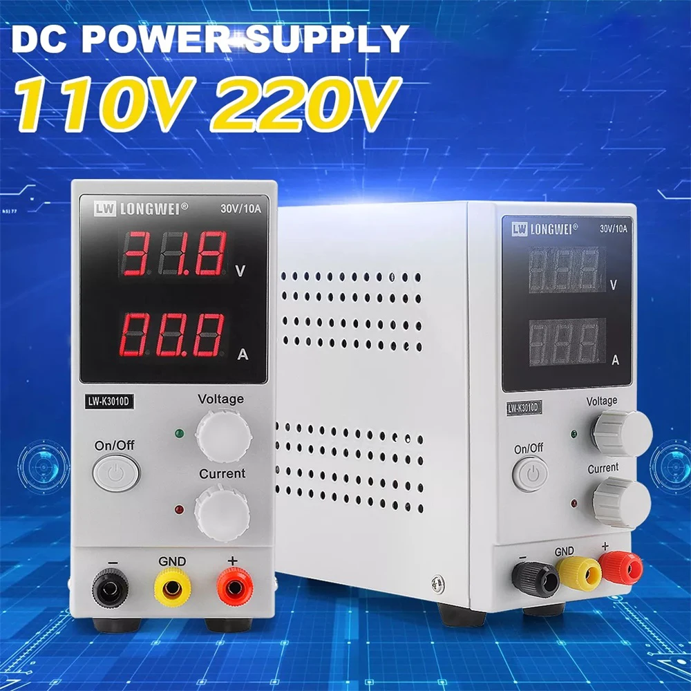 

LONG WEI LW-K3010D 110V/220V 30V 10A Adjustable LED Digital Display DC Power Supply Switching Regulated Power Supply