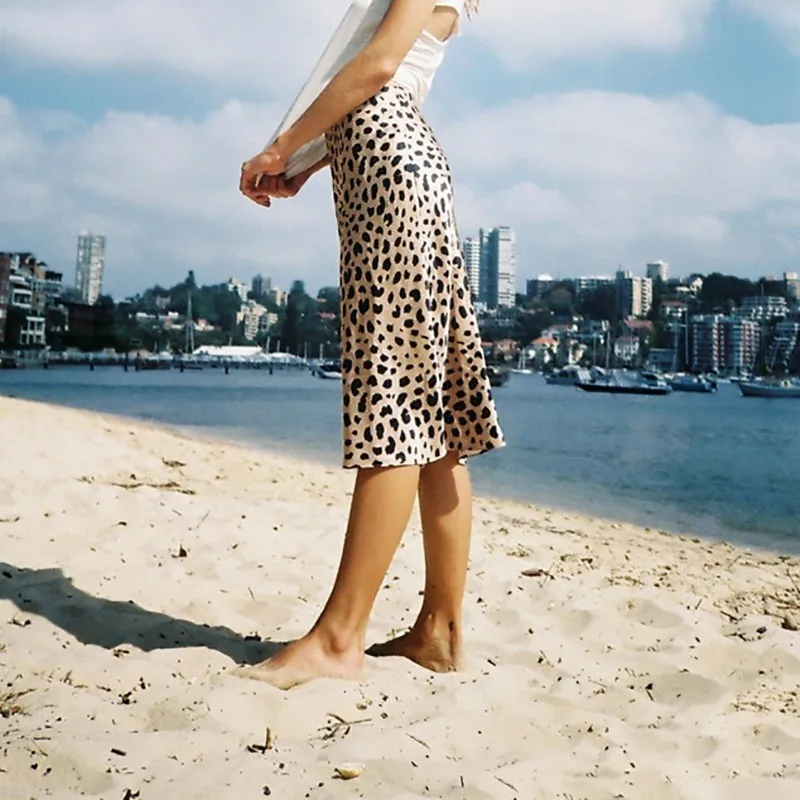TWOTWINSTYLE винтажная леопардовая Женская юбка с высокой талией облегающая тонкая