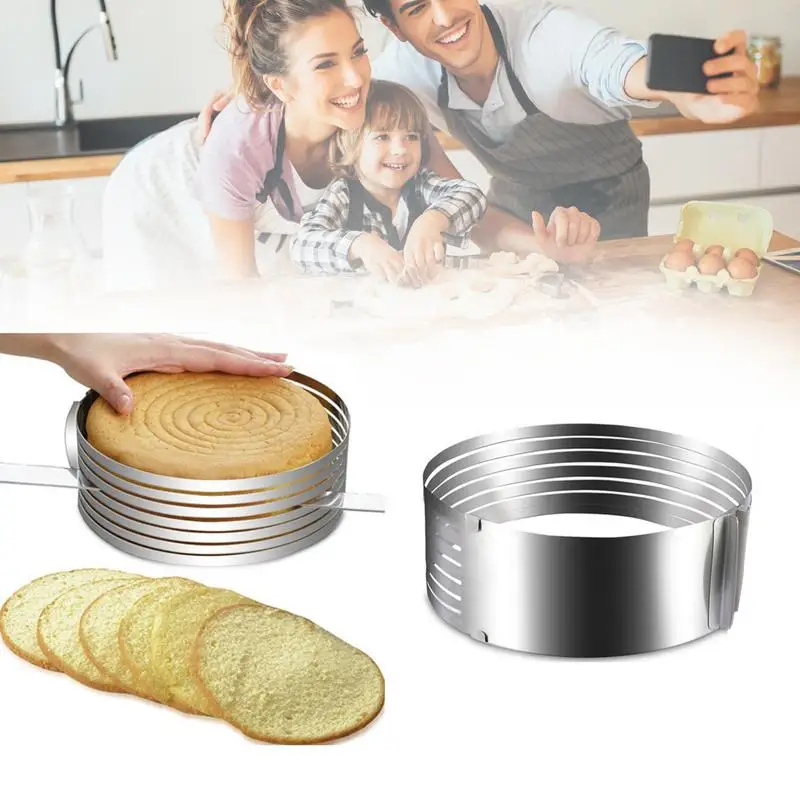 

2019 NEW Mousse Ring Stainless Steel Adjustable Telescopic Layered Cake Slice Baking Tool 6-8 Inch Dropshipping