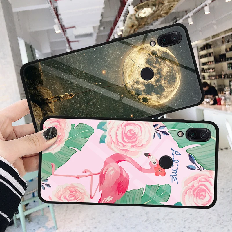 Чехол с рисунком из закаленного стекла для Huawei View 20 P Smart 2019 Plus Honor 8X 10 Nova 3i 4 3 Mate Pro