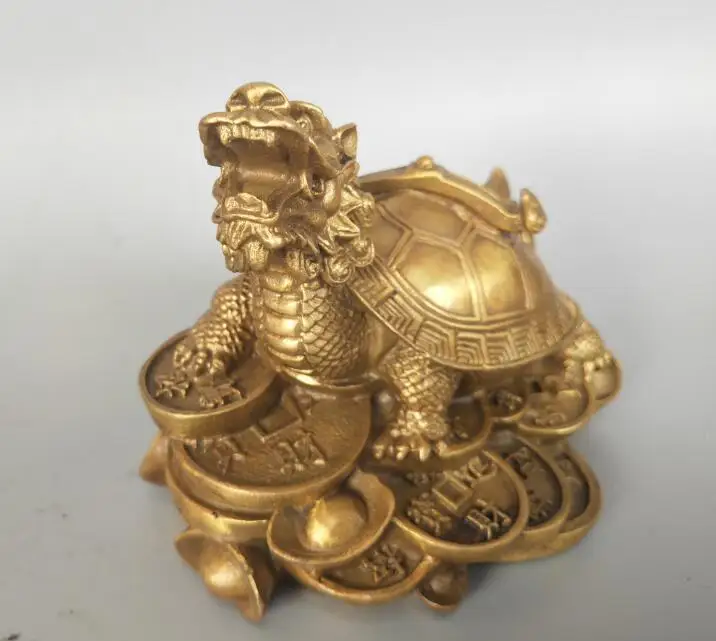 Чистая медь китай для денег богатства статуя дракона черепахи | Дом и сад