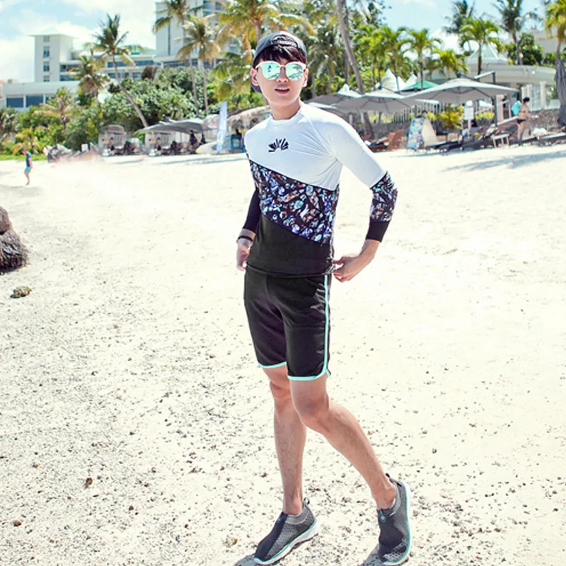 Man Long Sleeve Sandy Beach Swimming Suit Surfing Run Male Swimwear Clothes Sunscreen 2131 | Спорт и развлечения