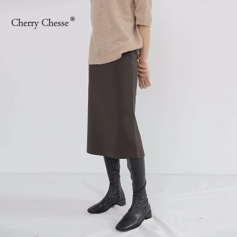 Cherry изящество винтажная Женская юбка империя однотонная до середины икры