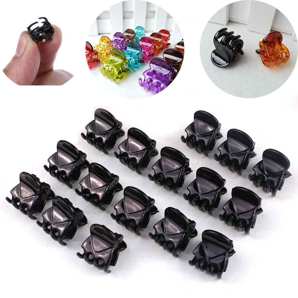 

12Pcs/sets Fashion Simple Black Crab Hair Claws Women Girls New Plastic Mini Hairpins Hair Clips Clamp Hair Accessories For Gift