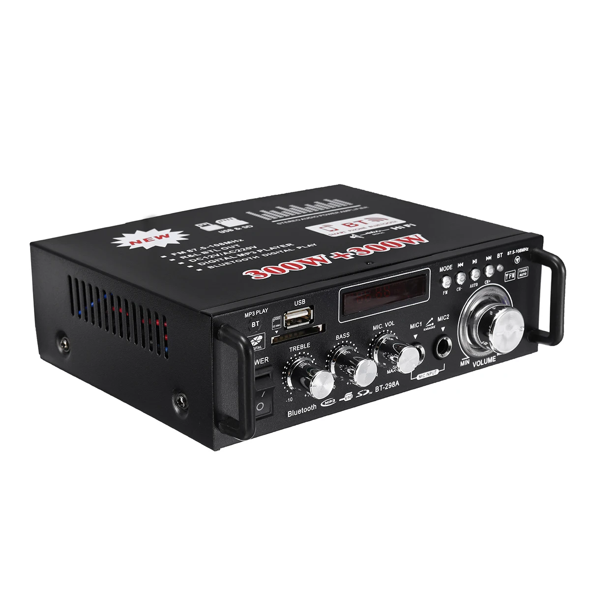 12V/220V 600W Car HIFI Amplifier Audio Stereo Power bluetooth FM Radio 2CH Home Theater Amplifiers Mini Amplificador - купить по