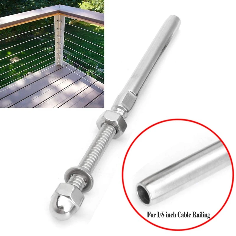 Threaded Bolt And Pedal Ball Cable Railing Kit End Fitting 0.32 Cm T316 Marine Grade Stainless Steel Stair Tread Rail Wood Col |