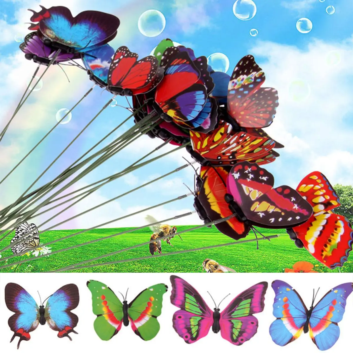 

20pcs Colorful 3D Butterfly Flowerpot Plant Ornament Garden Yard DIY Decoration Craft