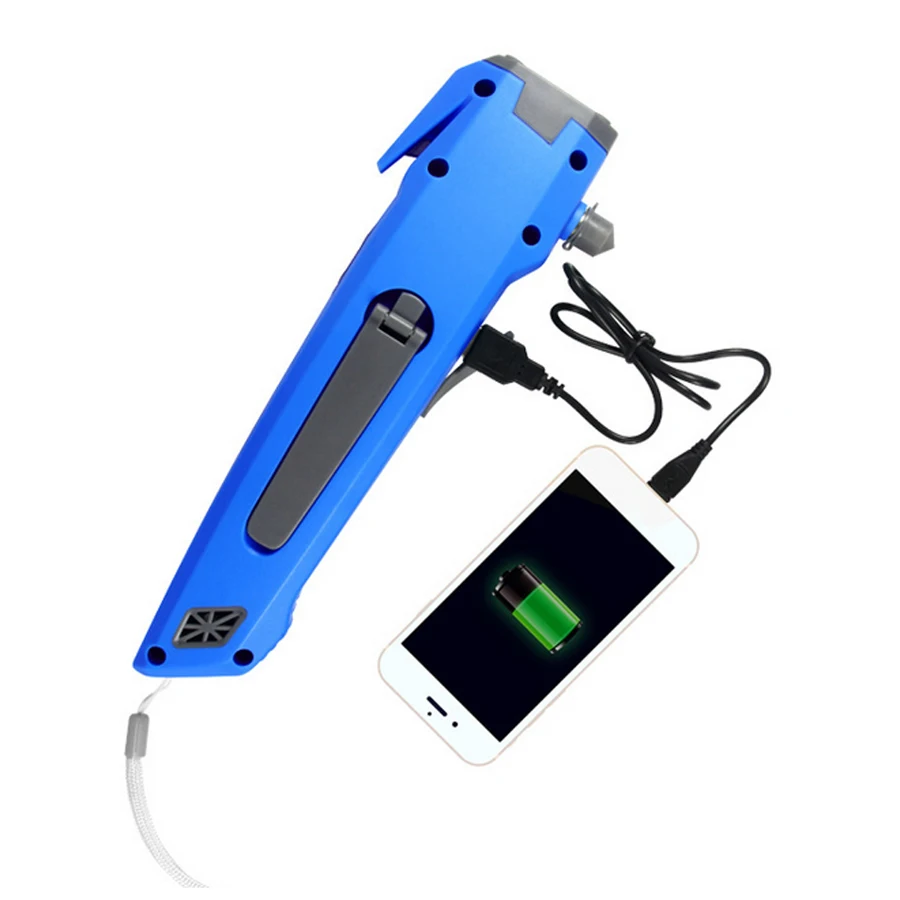 XANES 3 в 1 U23 USB Перезаряжаемый ручной светодиодный фонарик Safty Hammer Power Bank