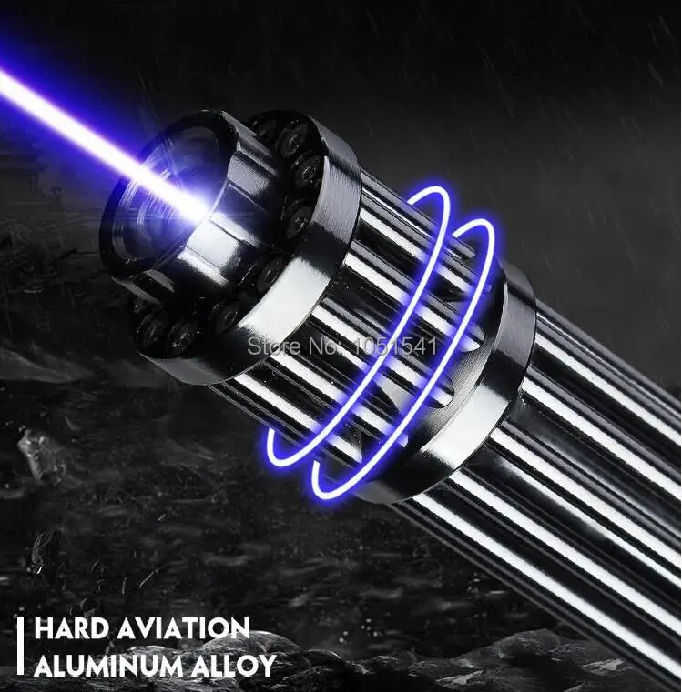 Super Powerful! Military Blue Laser Pointer 100000m 100w 450nm Flashlight Light Burning Match/black &amp Burn Cigarettes Hunting | Спорт и