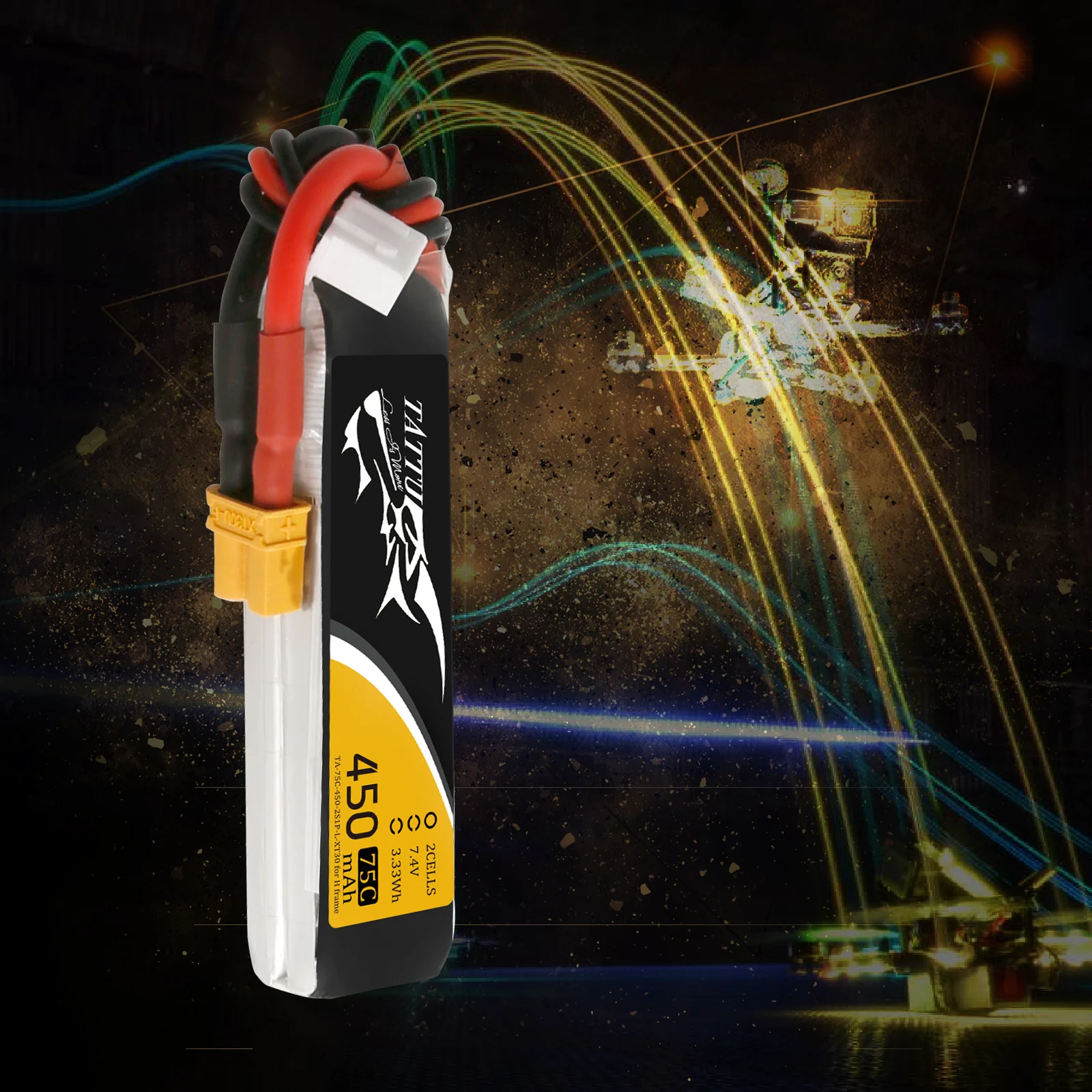 TATTU-bater&iacute;a Lipo 2s 75C RC, 7,4 v, 450mAh, enchufe XT30, para Mini Dron, cuadric&oacute;ptero, UAV, coche, FPV, tama&ntilde;o 120-5