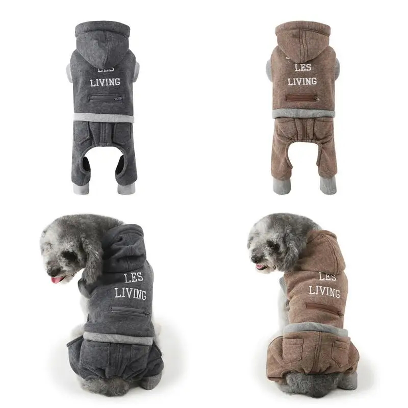 Зимняя одежда для собак комбинезон бархатный с буквенным принтом Одежда щенка