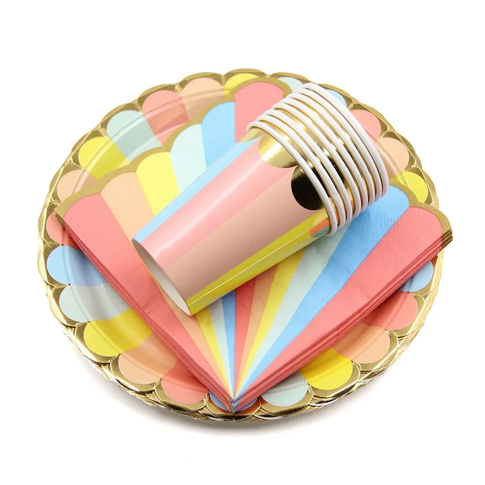 Фото Rainbow Color Set Tableware Birthday Party Disposable Paper Cup/Paper Plate Happy Supplies For Home Children Дом и сад Rainbow Color Set Tableware Birthday Party Disposable Paper Cup/Paper Plate Happy Supplies For Home Children Дом и сад