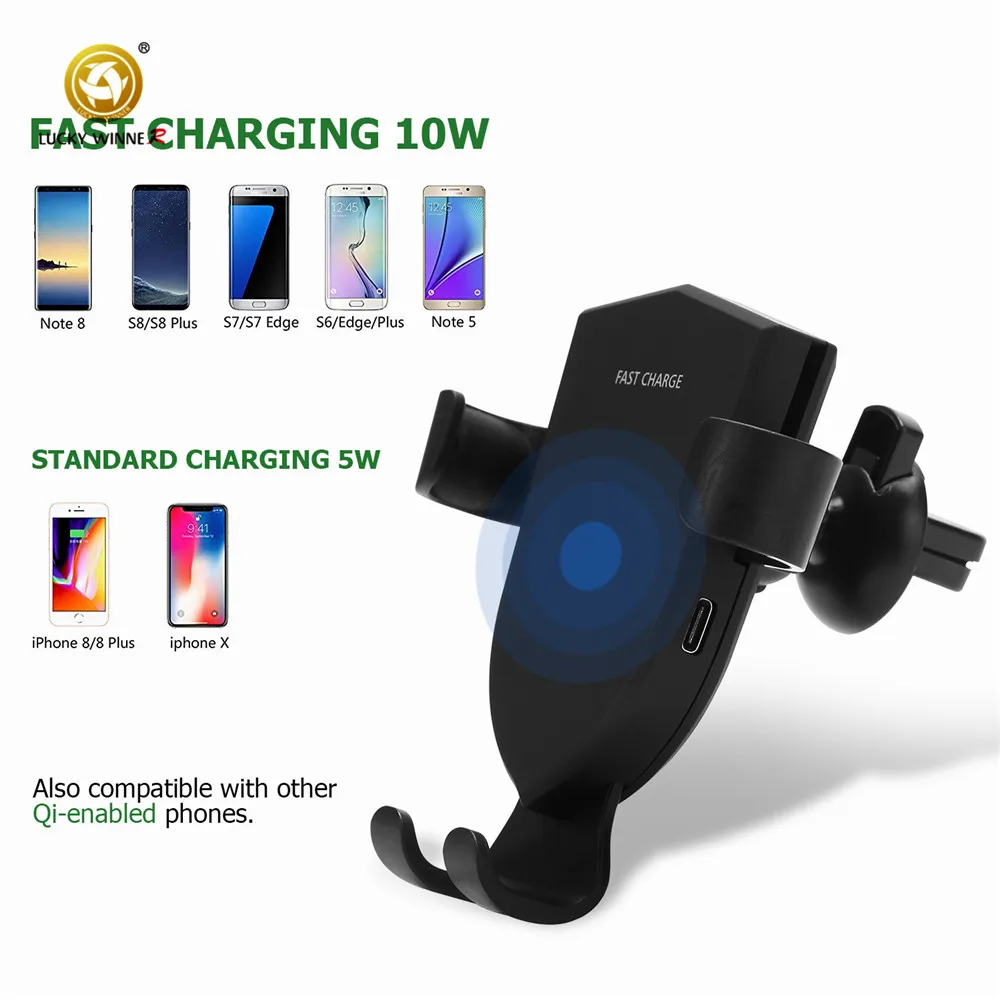 2018 новое автомобильное USB Настоящее быстрое Qi Беспроводное зарядное устройство