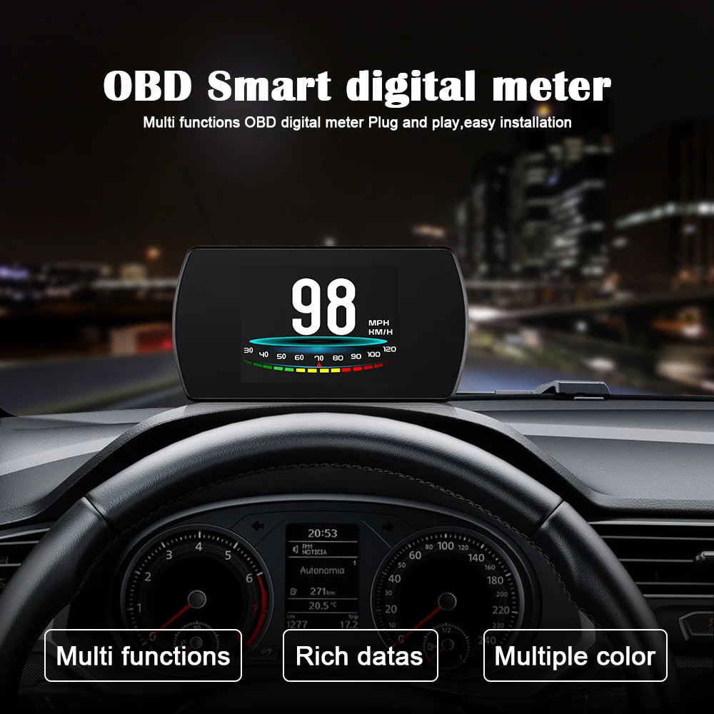 

New 4.3" HD TFT Car Hud OBD Head Up Display OBD2 Speedometer Turbo Boost Gauge RPM Tachometer On-Board Computer GPS Speedometer