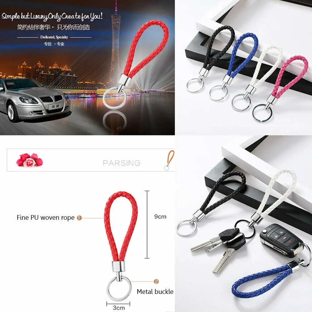 1PC Car Key Buckle Alloy Metal Ring Leather Chain Keychain Cute Lover New | Автомобили и мотоциклы