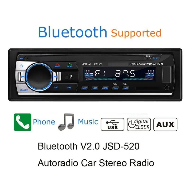 1 Din 12V автомобильное радио Bluetooth Сабвуфер стерео FM аудио плеер Зарядное