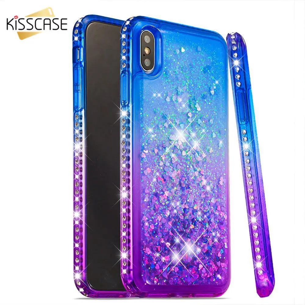 KISSCASE цветной блестящий чехол для iPhone 6 6S 7 8 Plus X градиентные цветные чехлы
