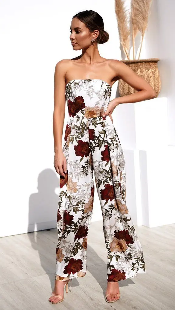 Женский клубный Летний комбинезон с цветочным принтом облегающий вечерний брюки